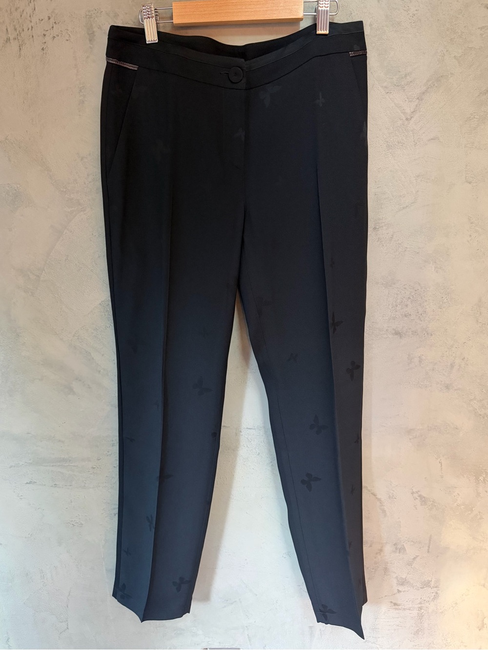 Patrizia Pepe Black Butterfly Jacquard Trousers IT 42 (US 6)